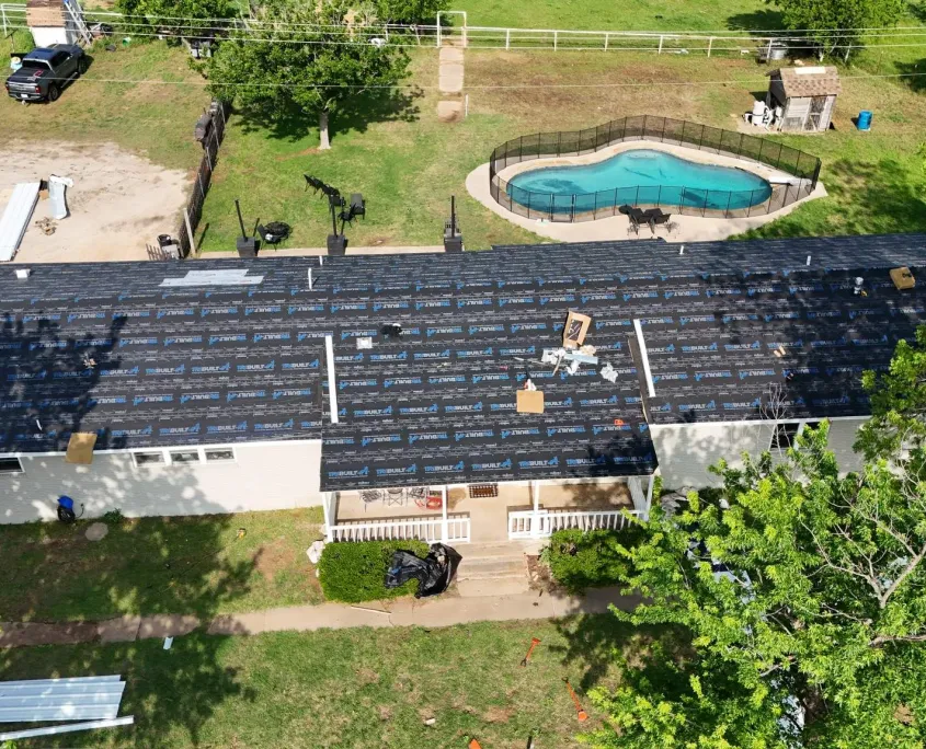 R-Panel Metal Roofing Install Before Photo - Lonestar Roofing R-Panel Metal Roofing Install After Photo - Lonestar Roofing
